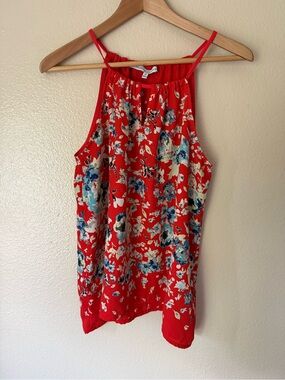 ❇️Collective Concepts Red Floral Halter Tank 2 for $22❇️